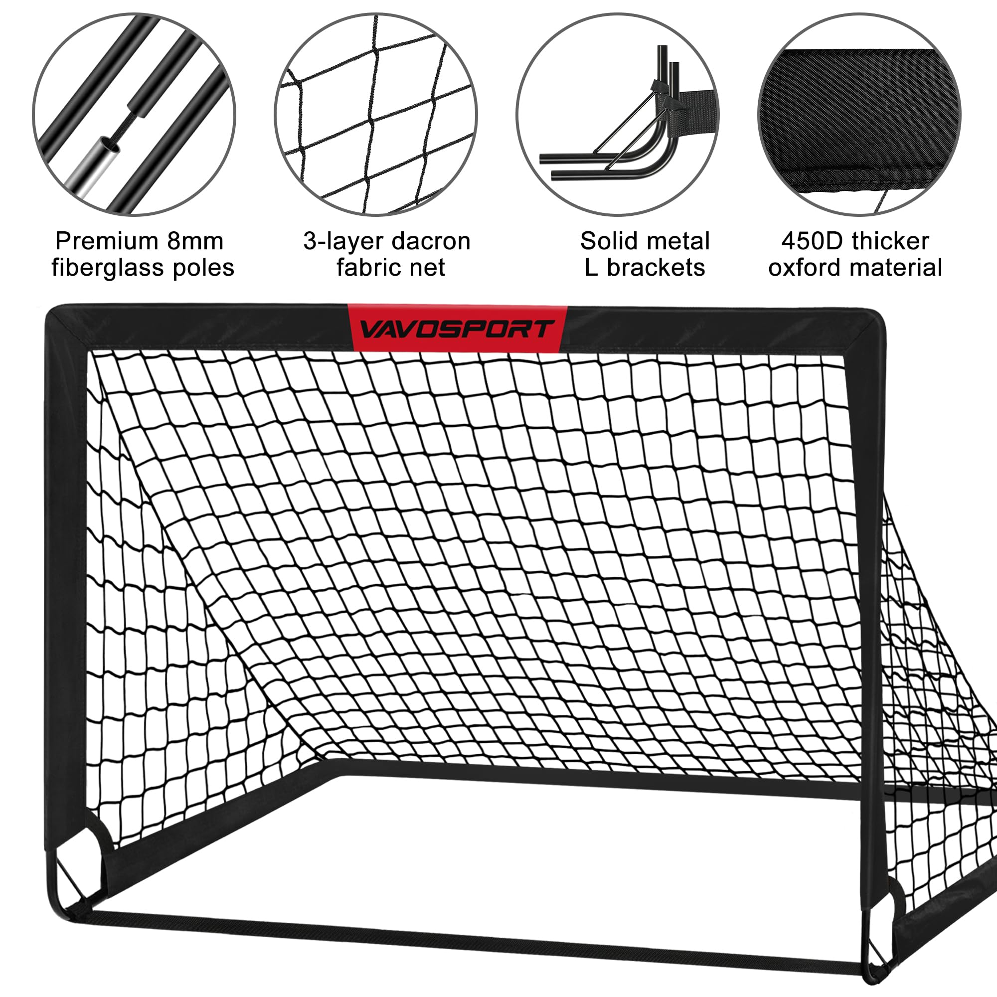 Soccer Goals for Backyard Set - 2 of 5' x 3.6' Portable Soccer Goal Training Equipment, Pop Up Soccer Net with Soccer Ball, Soccer Set for Games, Sports view 3