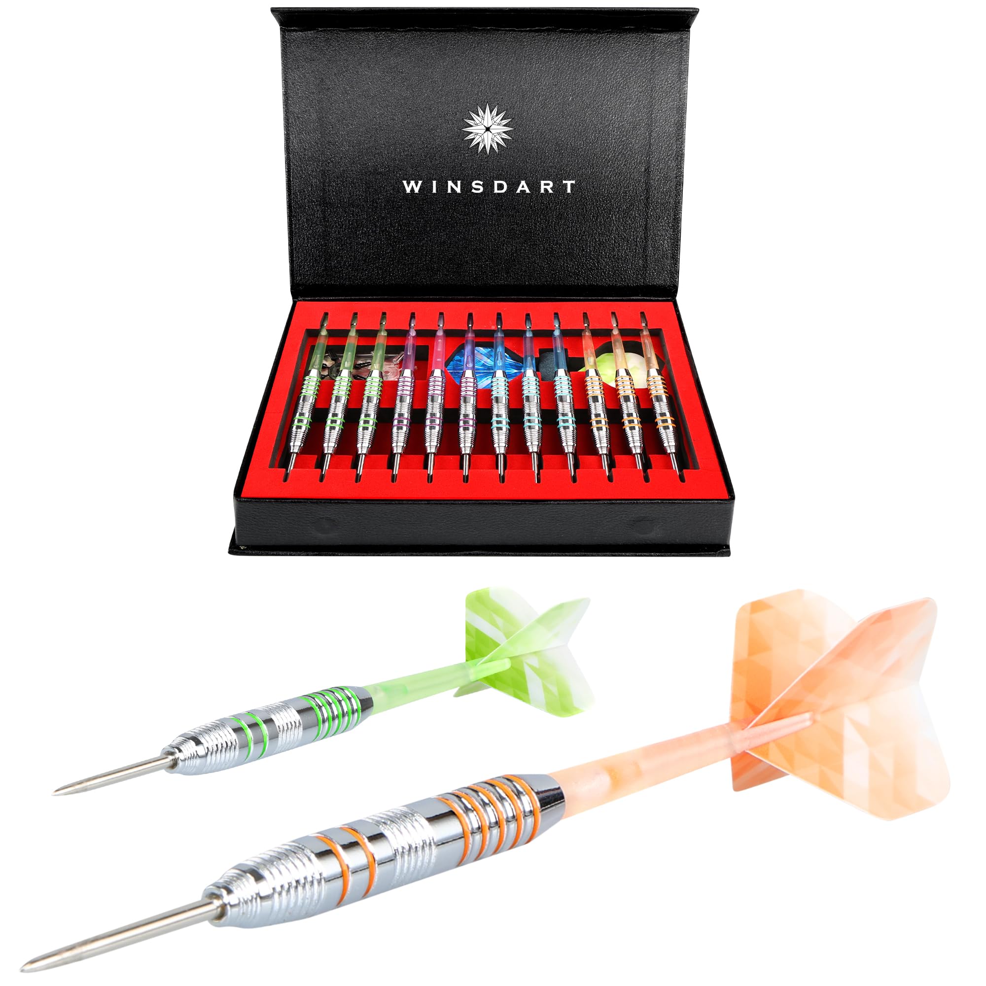 WINSDART Darts Metal Tip Set,Steel Tip Darts,12pcs 22g,Gift Box,Mens Gifts