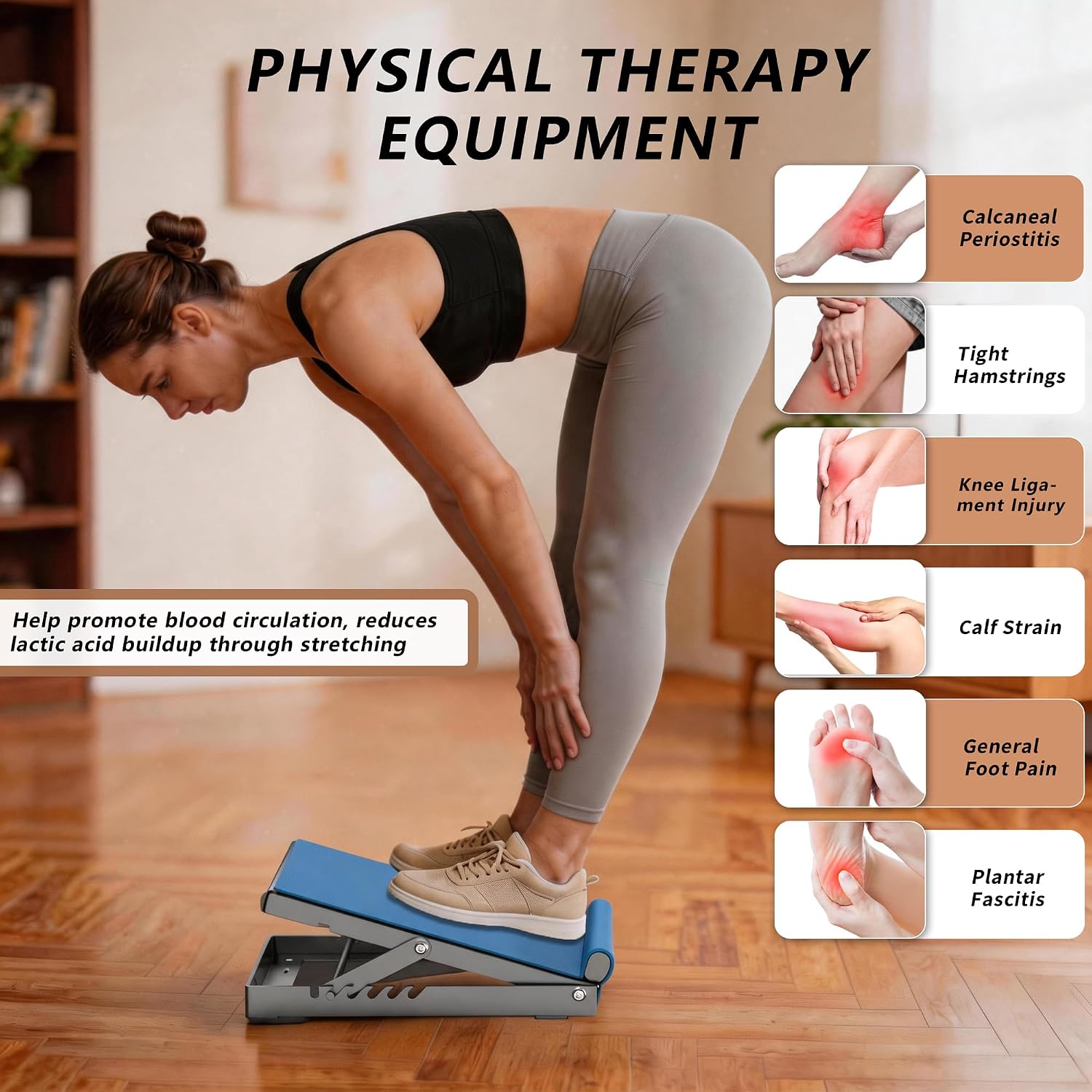 650lbs Steel Slant Board, 5-Angle Calf Stretcher for Plantar Fasciitis & Achilles Relief, Non-Slip Incline Board for Home Gym & Stretching