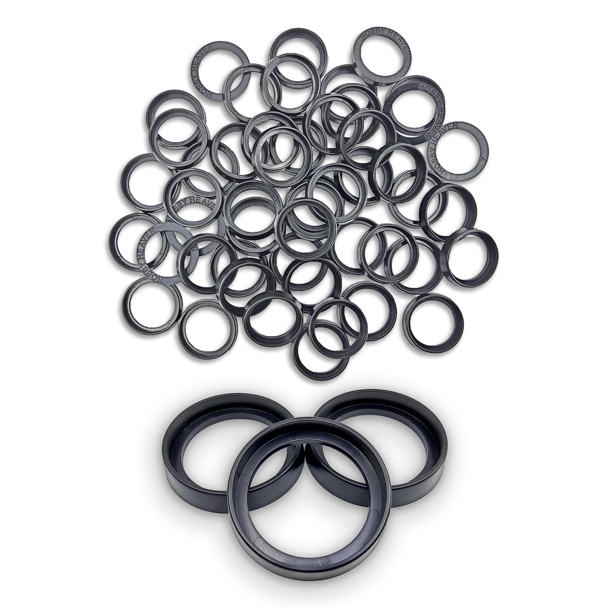 Base Size Adapters 25mm to 28mm – Hobby Heaven Conversion Rings for Miniature Gaming Bases – Black Plastic Rings for Tabletop Figures (50 pcs)