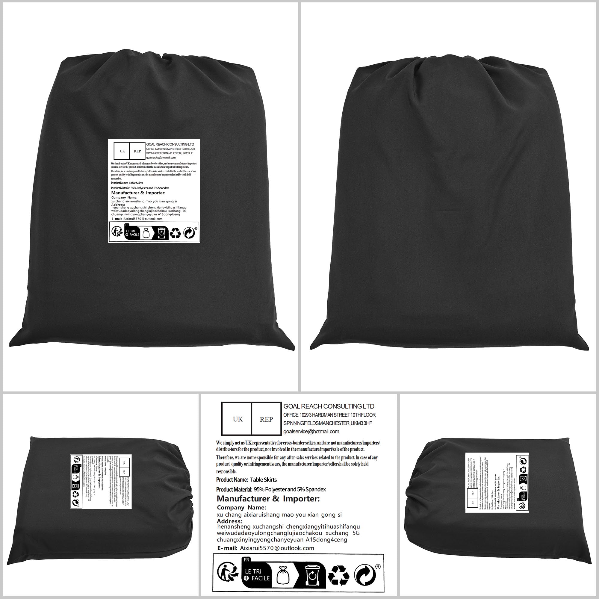 2 gonne da tavolo in spandex, 183 x 76 x 76 cm, bianco elasticizzato, con gonna, lavabile, per tavoli rettangolari da 6 piedi, copertura retrattile per matrimoni, banchetti e fiere