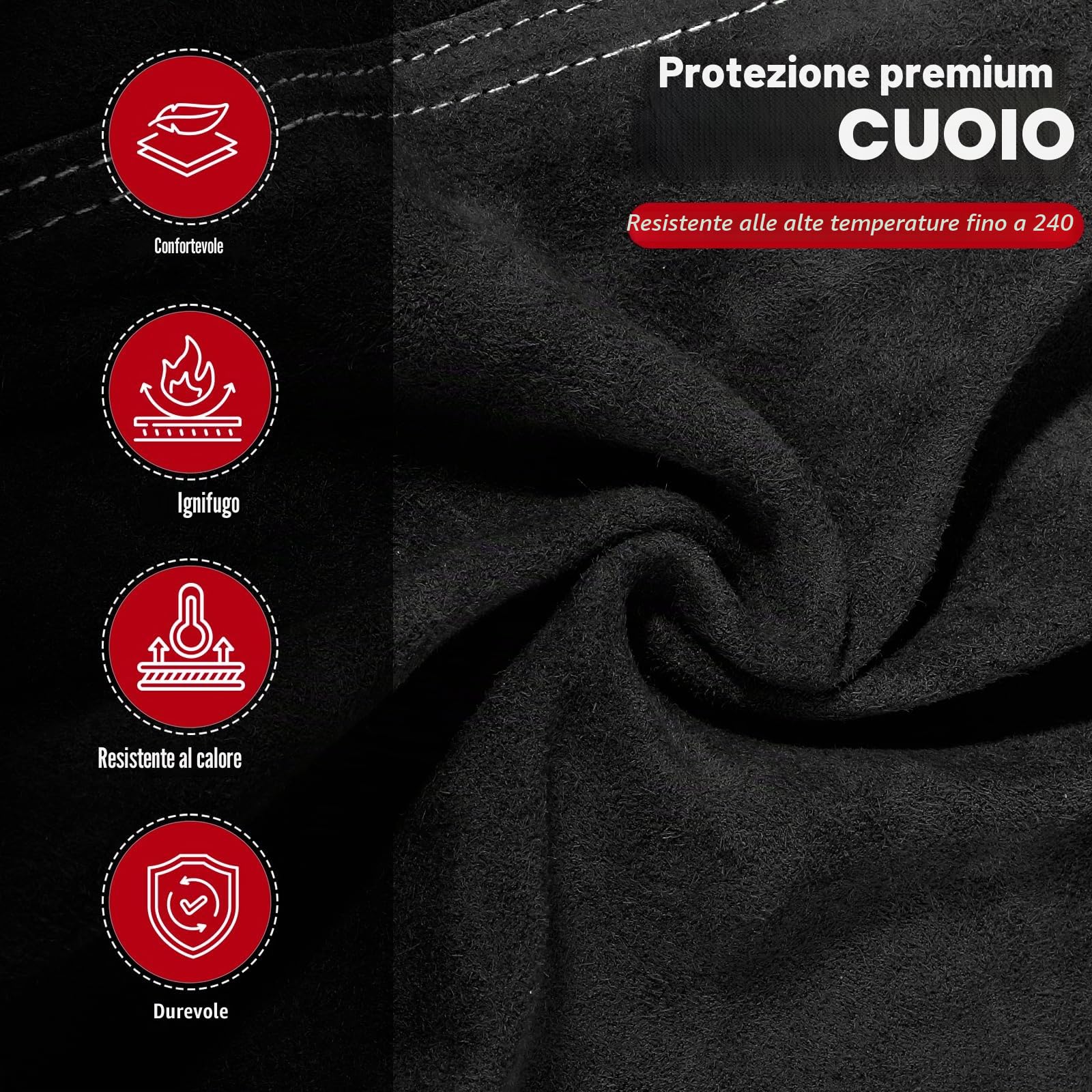 QeeLink Giacca per saldatura in pelle Giacca di sicurezza sul lavoro in pelle ignifuga e resistente al calore