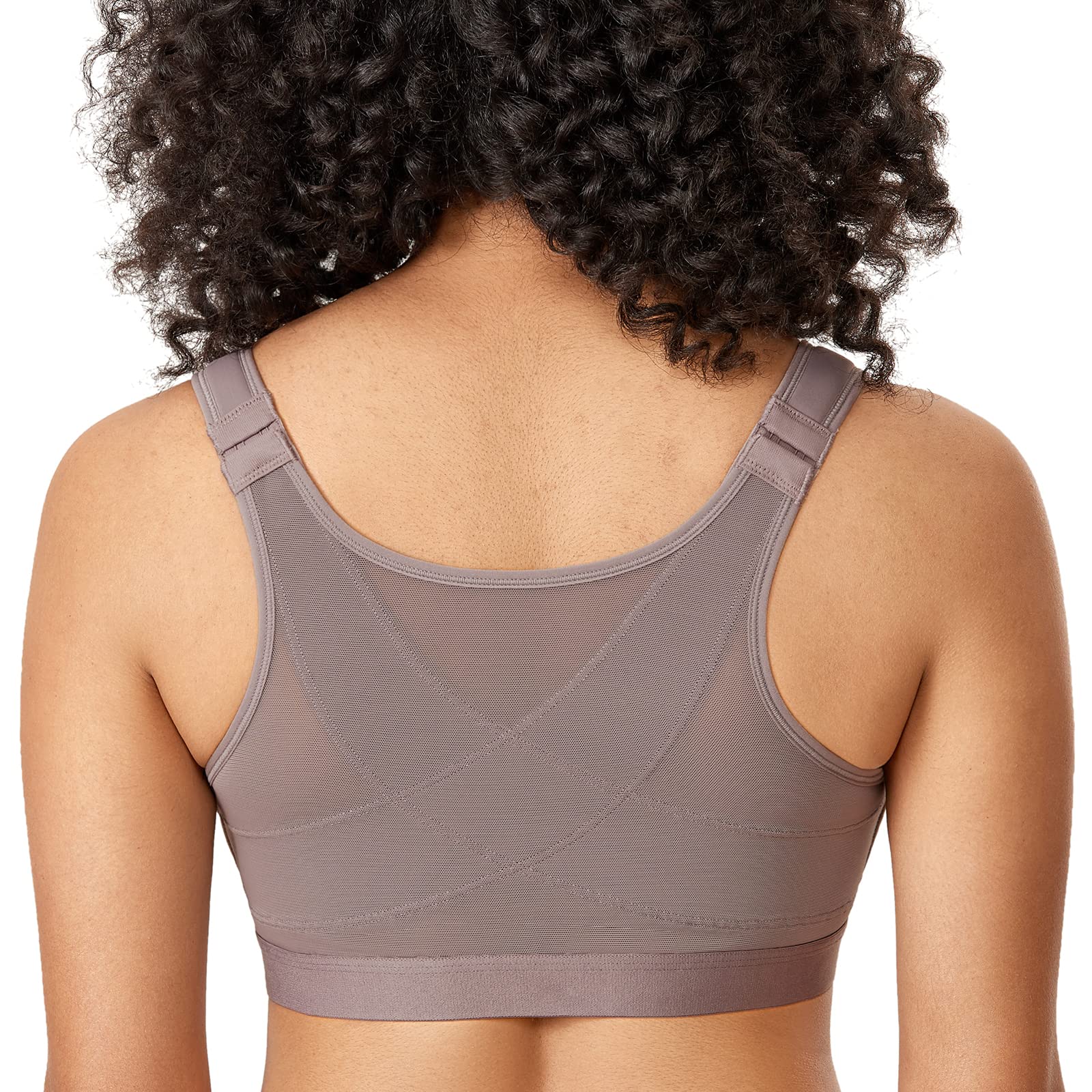 DELIMIRAWomen's Front Closure Posture Wireless Back Support Full Coverage Bra