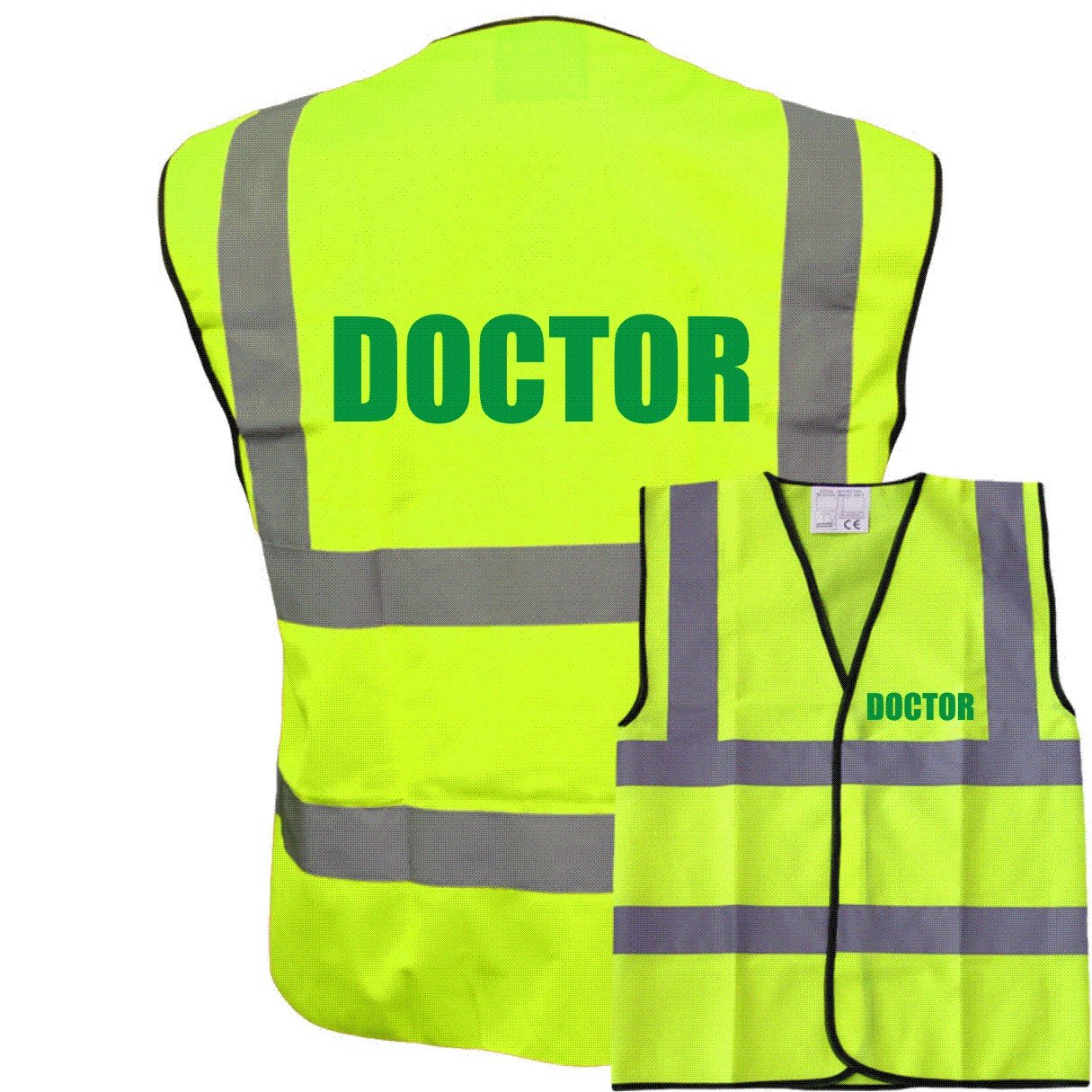 Doctor Yellow Hi Vis Viz Safety Vest Waistcoat, Reflective High Visibility EN471 BS,