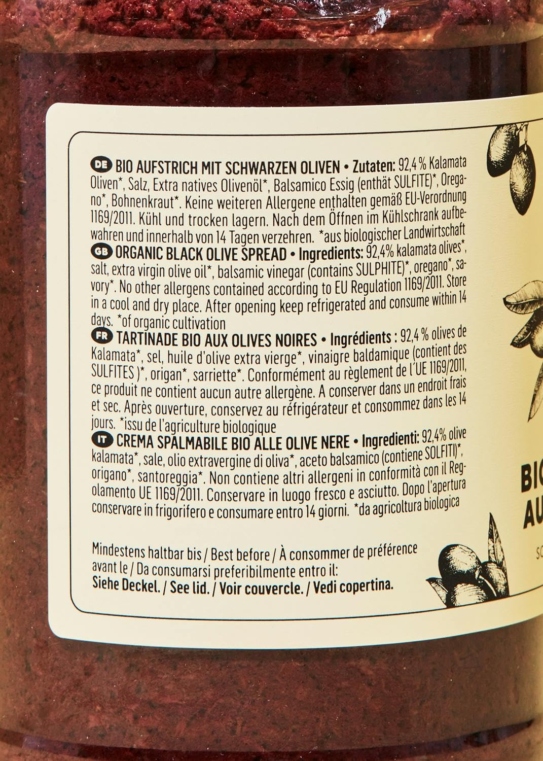 KoRo - Bio Oliven Aufstrich schwarz 12x 350 g - mit hochwertigem Olivenöl - geschmacksintensiv - vegan
