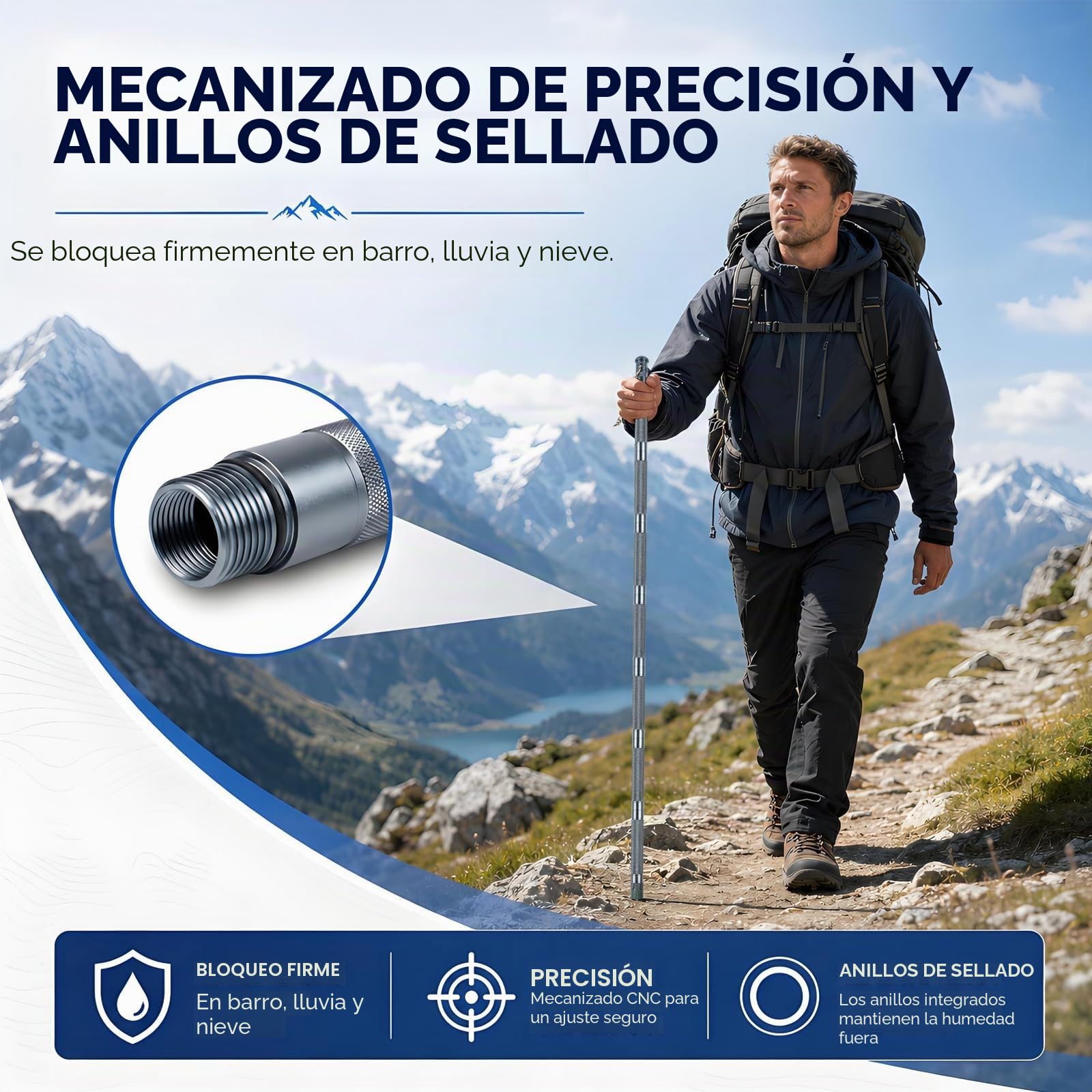 aiGear Bastón táctico para caminar, senderismo, equipo multiherramienta, bastón de senderismo, personal táctico al aire libre para supervivencia, camping, senderismo
