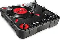 numark Toca-discos portátil para arranhões PT01 com interruptor de arranhão embutido para DJ, alto-falante e alça de transporte