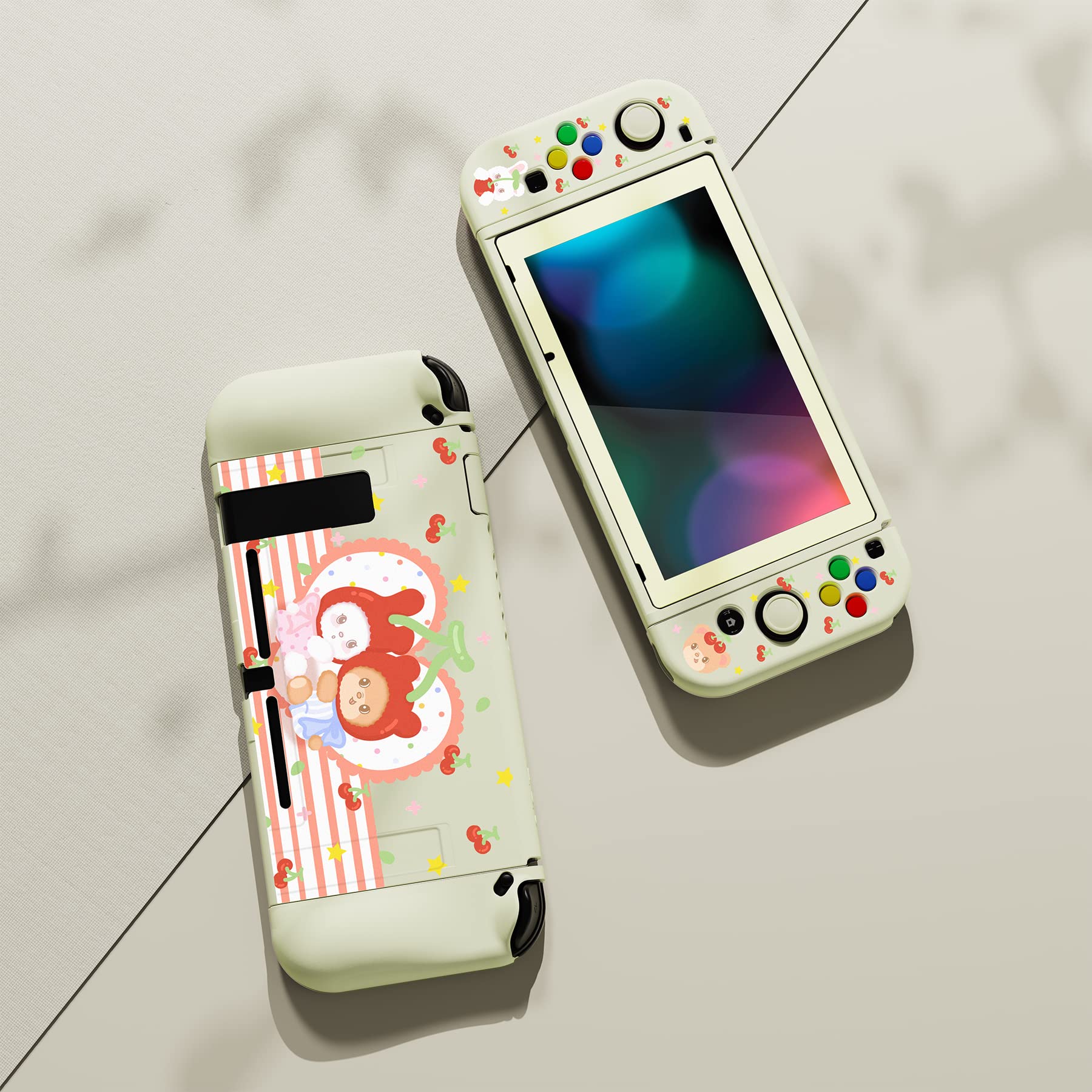 PlayVital ZealProtect Soft Case for Nintendo Switch Console Joy Con, Case Cover Accessory for Switch with Screen Protector & Sticks Caps & Keycaps (Whale in Dream) - 5