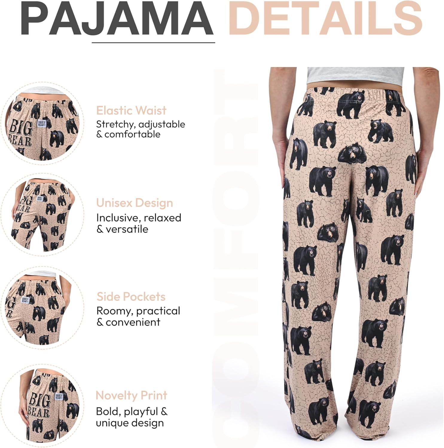 BRIEF INSANITY Outdoors Pants & Pajama Bottoms, Soft Pajama Pants for Women & Men with Different Design & Sizes - Image 5