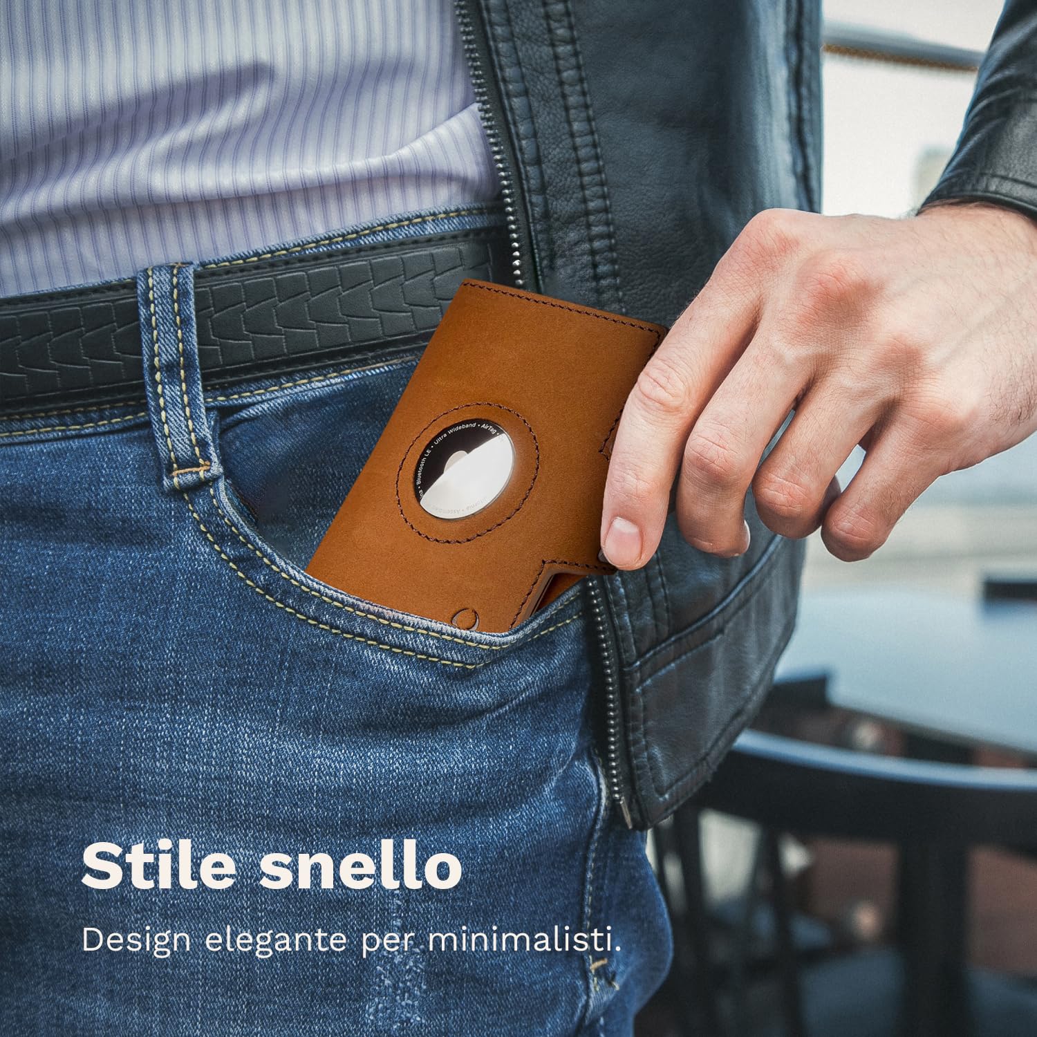 DONBOLSO Portafoglio Uomo in Pelle con Tasca per Apple AirTag - Slim Portacarte di Credito
