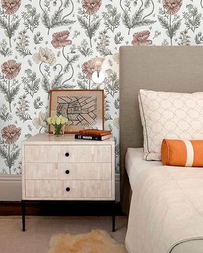 Miniatura 3 de Timeet Elegante papel tapiz floral autoadhesivo, extraíble, de 16.14 x 118.11 pulgadas, para dormitorio y baño