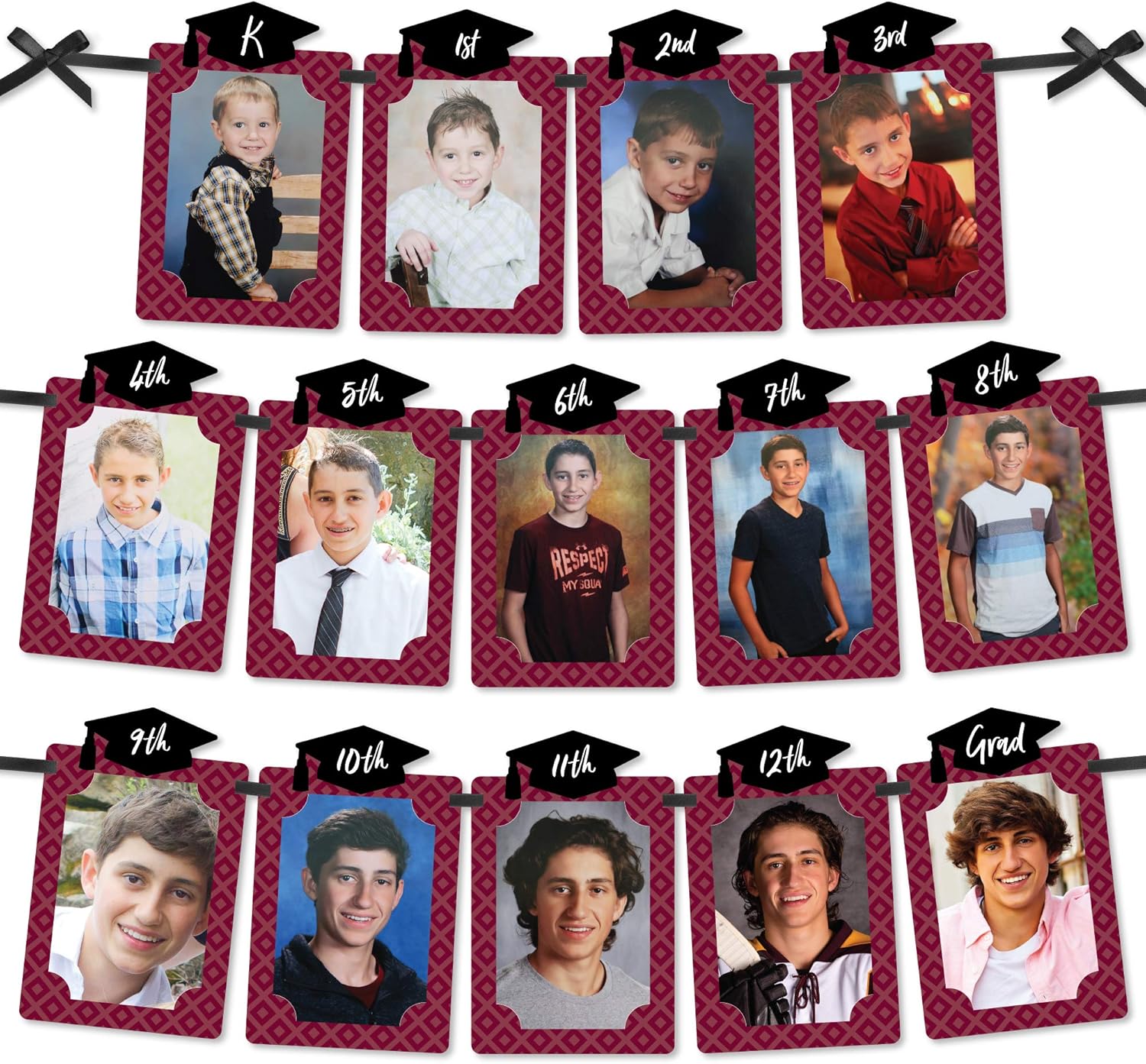 Big Dot of Happiness Maroon Grad - Best is Yet to Come - DIY Burgundy Graduation Party Decor - K-12 School Picture Display - Photo Banner