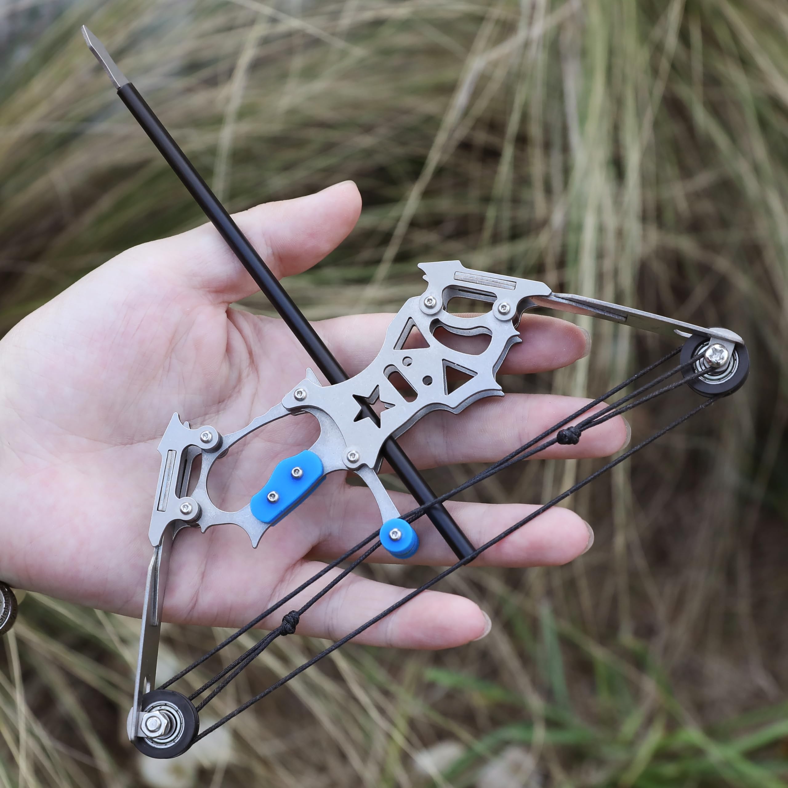 ZSHJGJR Archery Bow Set Mini Compound Bow Hunting Bow Metal Material RH/LH for Hunting Shooting Practice Archery Entertainment Fun (7.5 Inch with 12 Arrows)