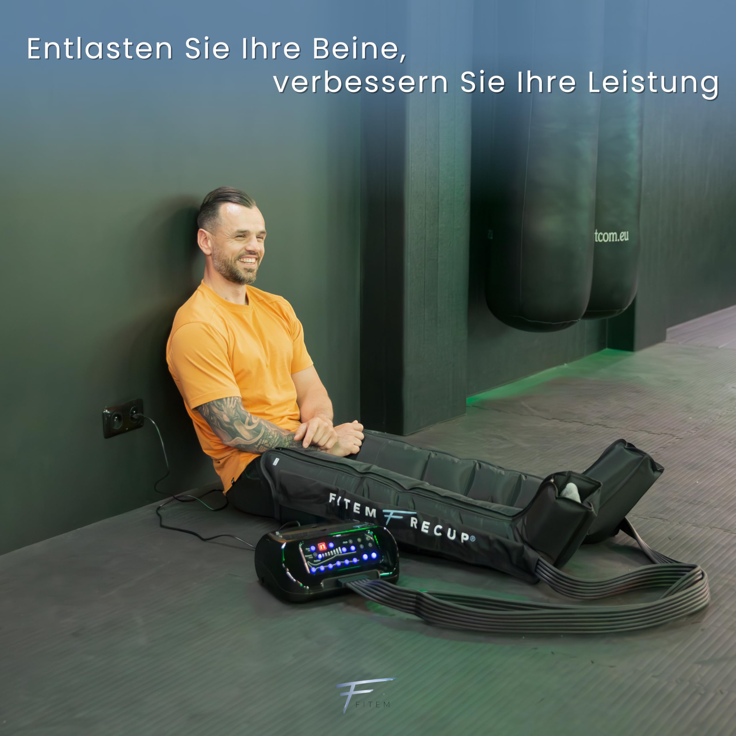 Fitem Pressotherapie-Stiefel mit 6 Programmen – 6 Kammern – Tiefenmassage für Beine, Füße – Lymphdrainage, schwere Beine, Ödem, Lymphödem, Lipoödem, Cellulite, Erholung beim Sport (L) | 6 Massagemodi, Massage für Beine & Füße, Lymphdrainage, schwere Beine