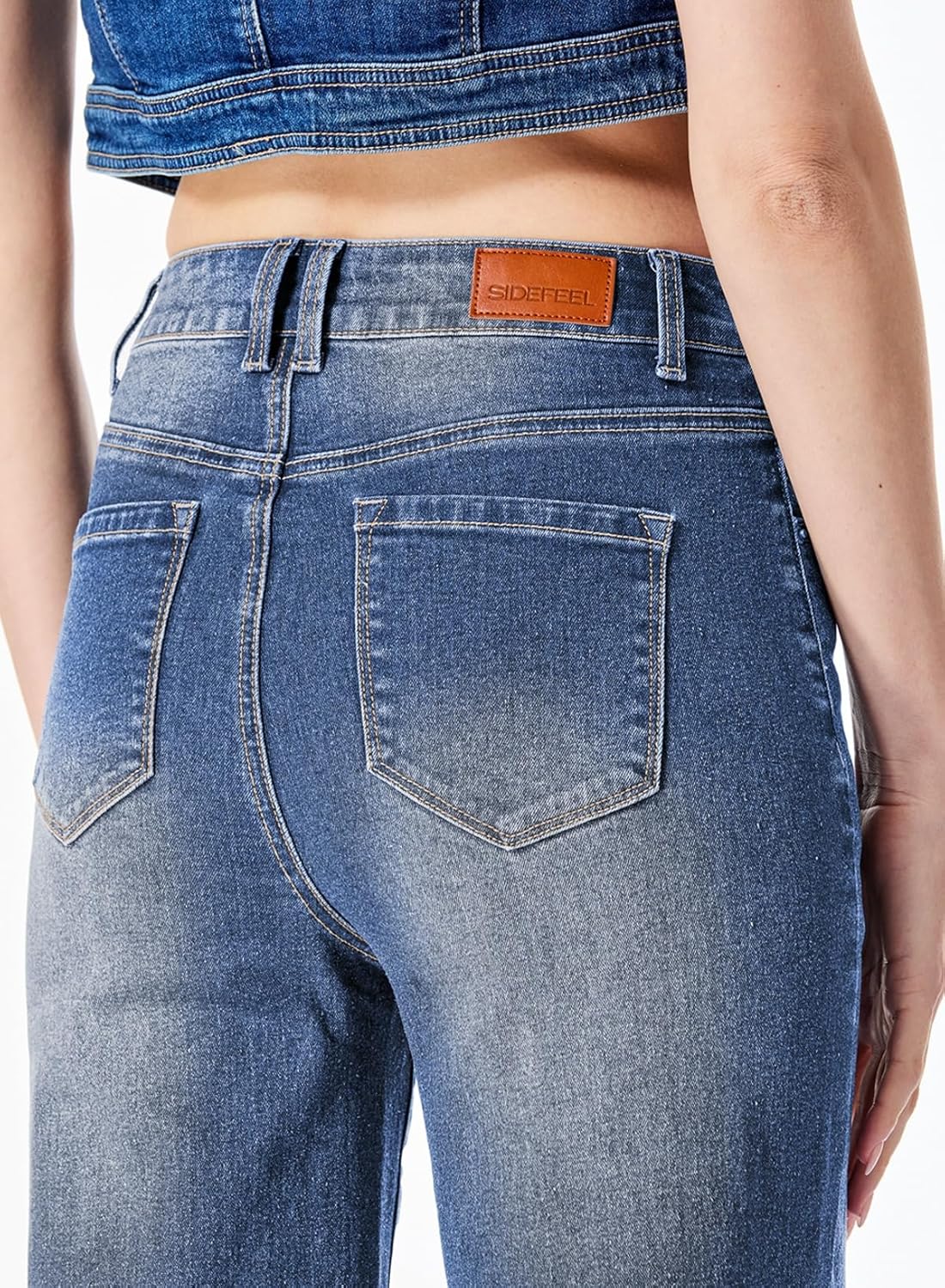 Sidefeel Women's Wide Leg Jeans Casual High Waisted Straight Zimbaplatinum Denim Pants with Pockets - Image 6