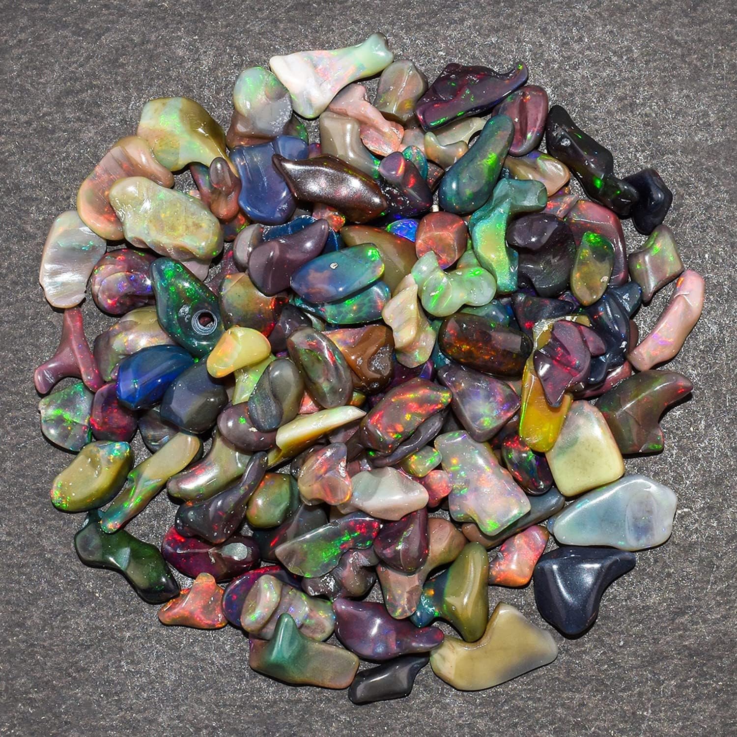 OdrillionGems 4pcs Black Ethiopian Opal Gemstone, Polished Fire Opal Stones, Jewelry Making, Loose Supplies, Energy Healing Crystals, October Birthstone, Jewelry Gemstones, DIY Crafts - Image 2