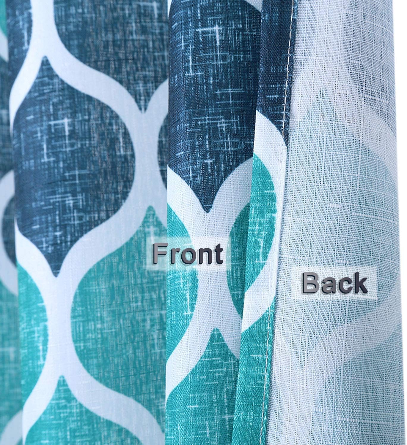 CAROMIO Fabric Shower Curtain, Moroccan Geometric Ogee Patterned Modern Fabric Shower Curtain for Bathroom, Navy/Teal, 72 x 72 Inch