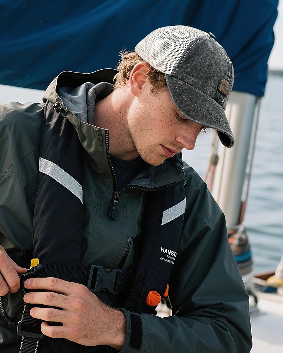 Croogo Men's Adjustable Mesh Back Cap Curved Bill Snapback Mesh Baseball Cap Retro Washed Trucker Cap Breathable Sun Hat - Image 7