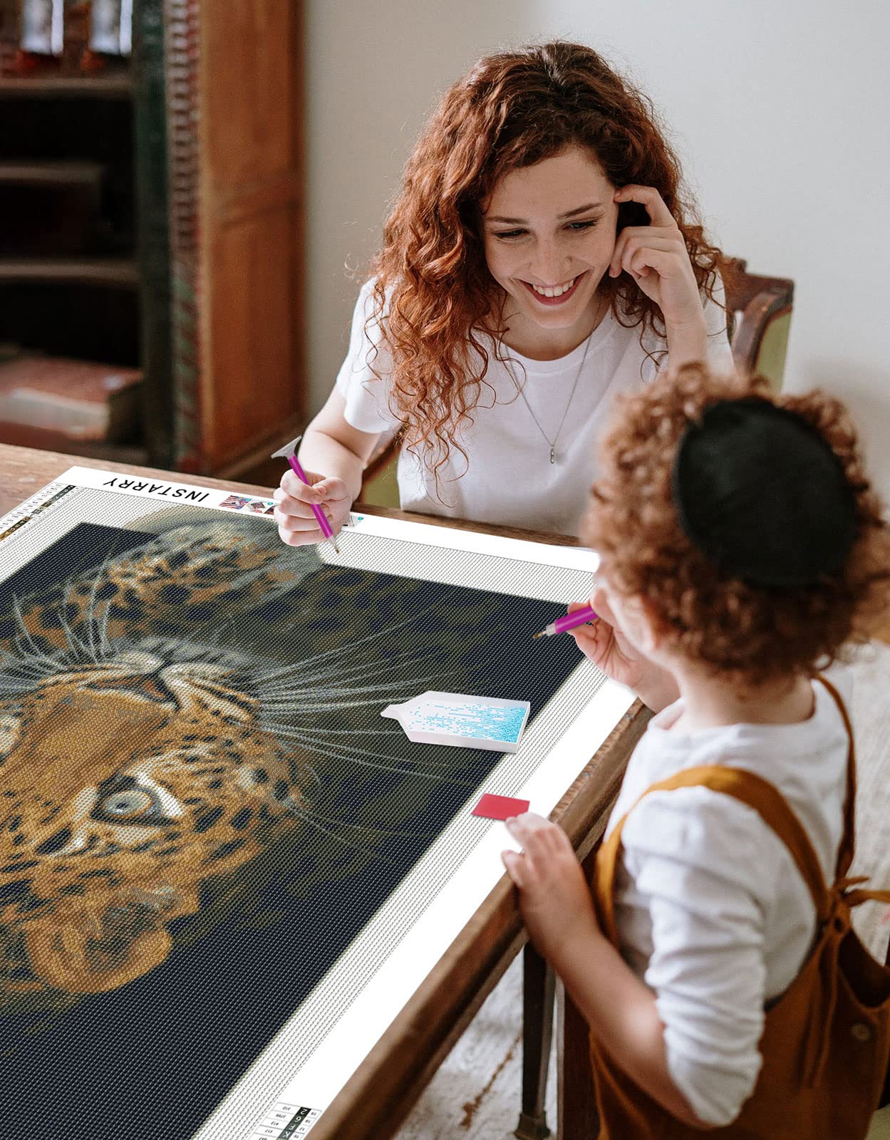 Instarry DIY 5D Broderie Diamant Grand Format Guépard Tableau Decoration Murale Chambre 90x60 cm