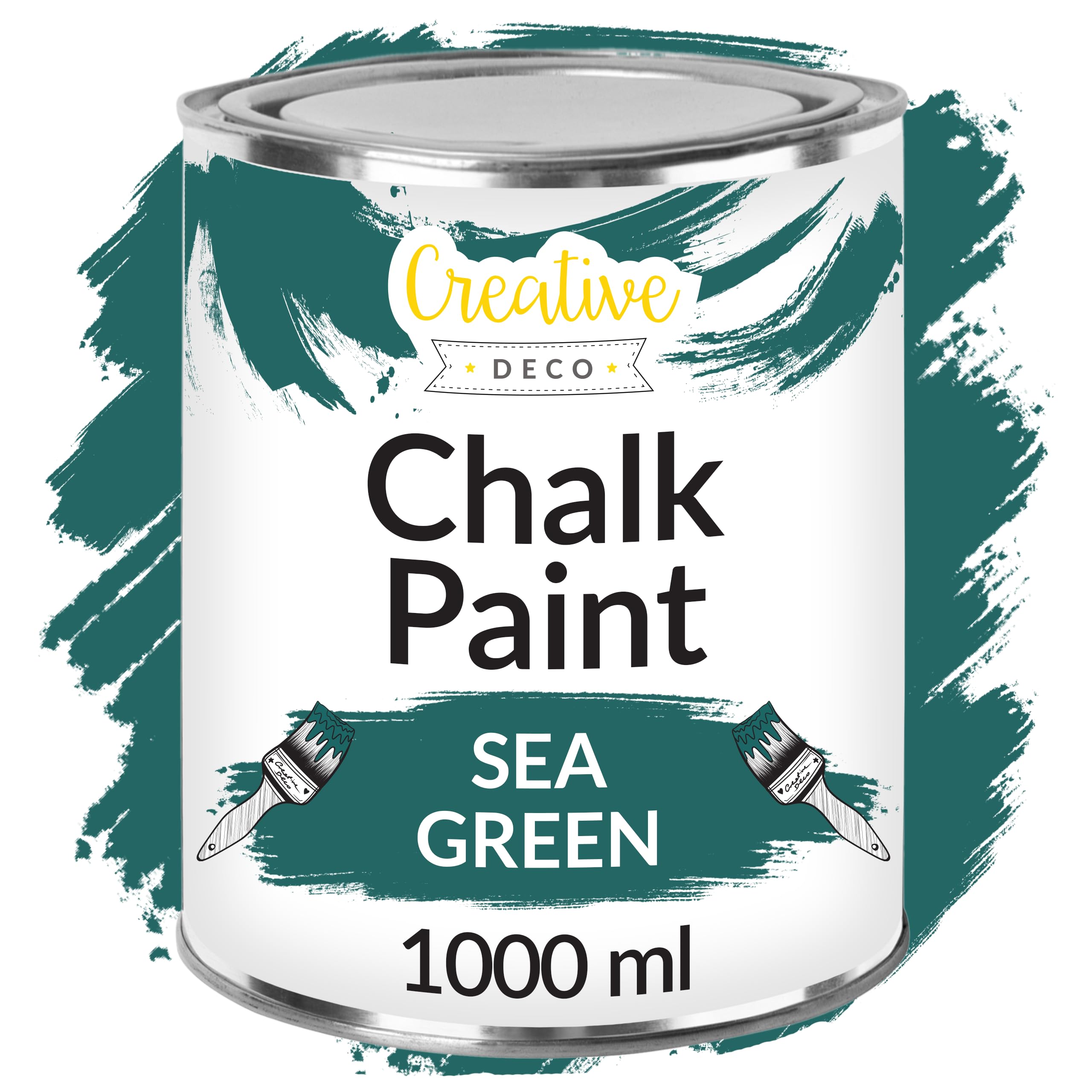 Creative Deco Sea Green Chalk Paint for Furniture | 1L | Turquoise Matte & Chalky Finish | Smooth Touch for Interiors | Quick Dry | Furniture Paint Wood Paint for Renovation