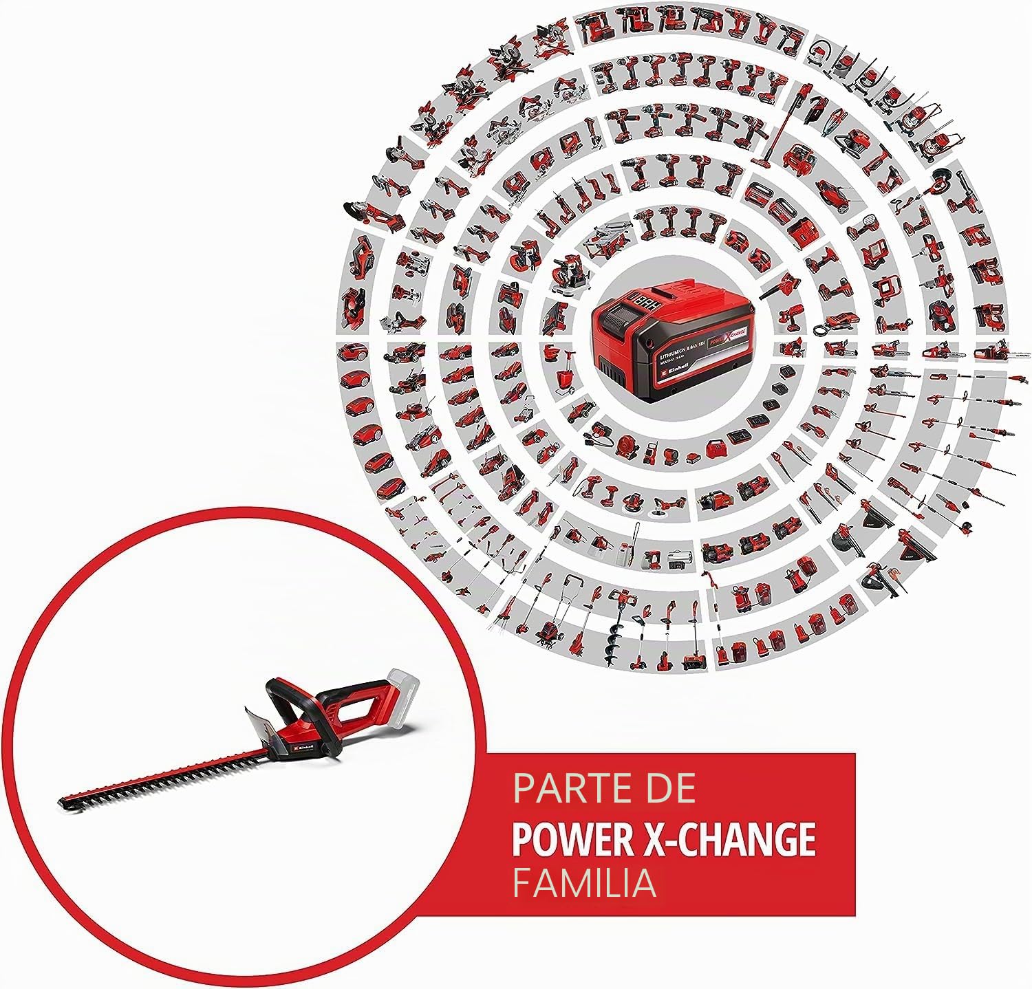 Einhell Cortasetos con batería GC-CH 18/40 Li Solo Power X-Change (18 V, 40 cm de Longitud de Corte, 13 mm Distancia Entre Dientes, Mango ergonómico, sín batería)