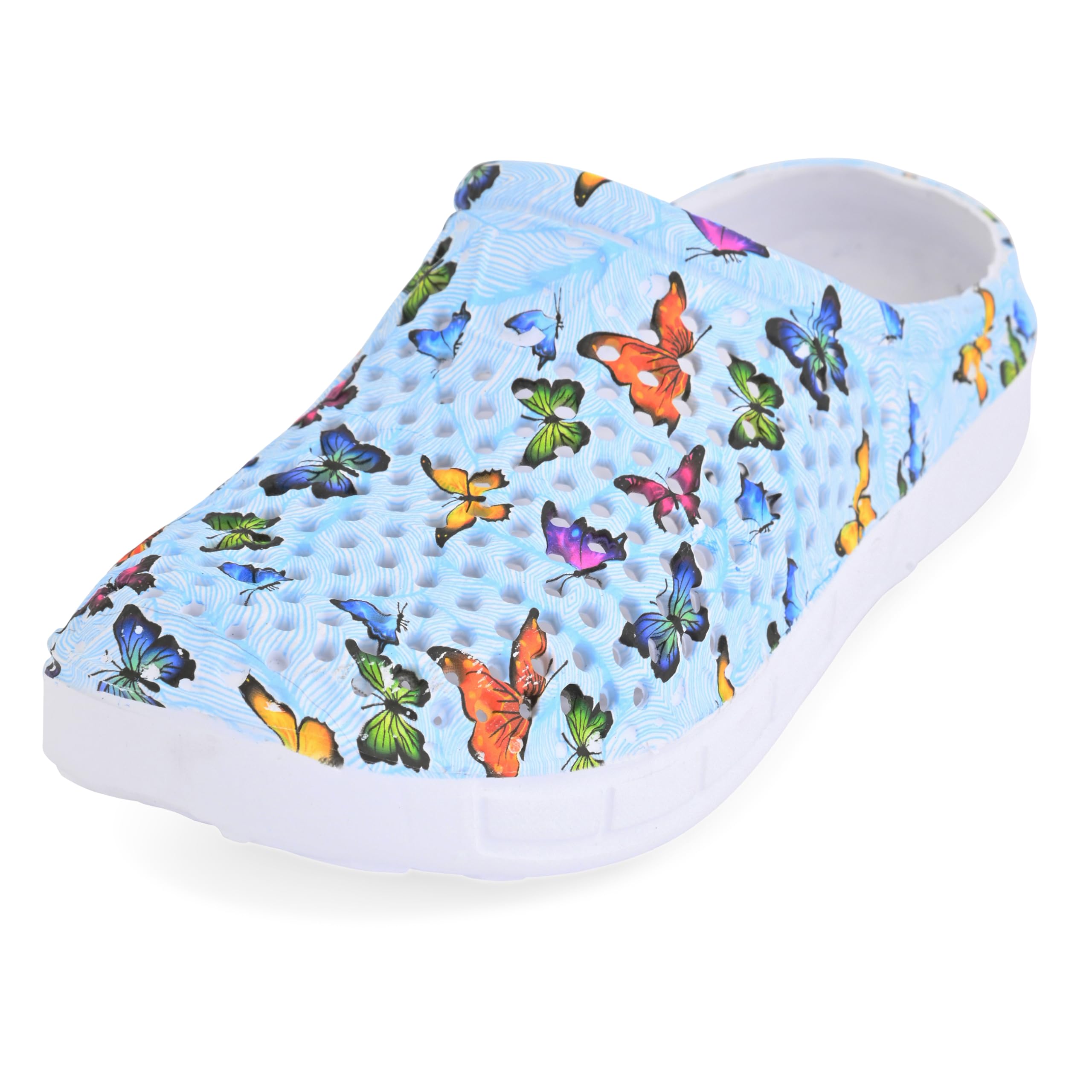 Comfort TrendsSlip-On Casual Medical EVA Clogs, Colorful Butterfly Womens' Comfort Ventilated Breathable Everyday Shoes Garden EVA Clogs