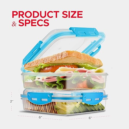 Miniatura 7 de Tafura Contenedores para sándwiches  Caja de sándwich  Contenedores de almuerzo  Contenedores para sándwiches para loncheras  Soporte reutilizable