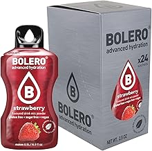 STRAWBERRY Bolero 24x3g | Sugar Free Juice Powder, Sweetened with Stevia + Vitamin C | for Kids & Sports | Gluten Free, Vegan | Strawberry Flavour