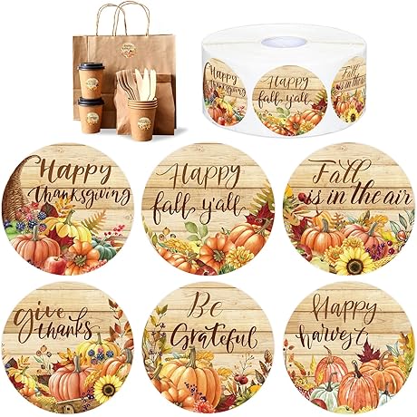 Whaline Thanksgiving Stickers Roll