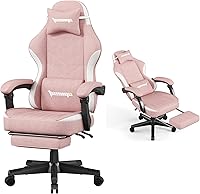 Opiesit Pink Gaming Chair with Pocket Spring Cushion, Ergonomic Footrest, Lumbar Support, 350lbs Recliner 90-155°