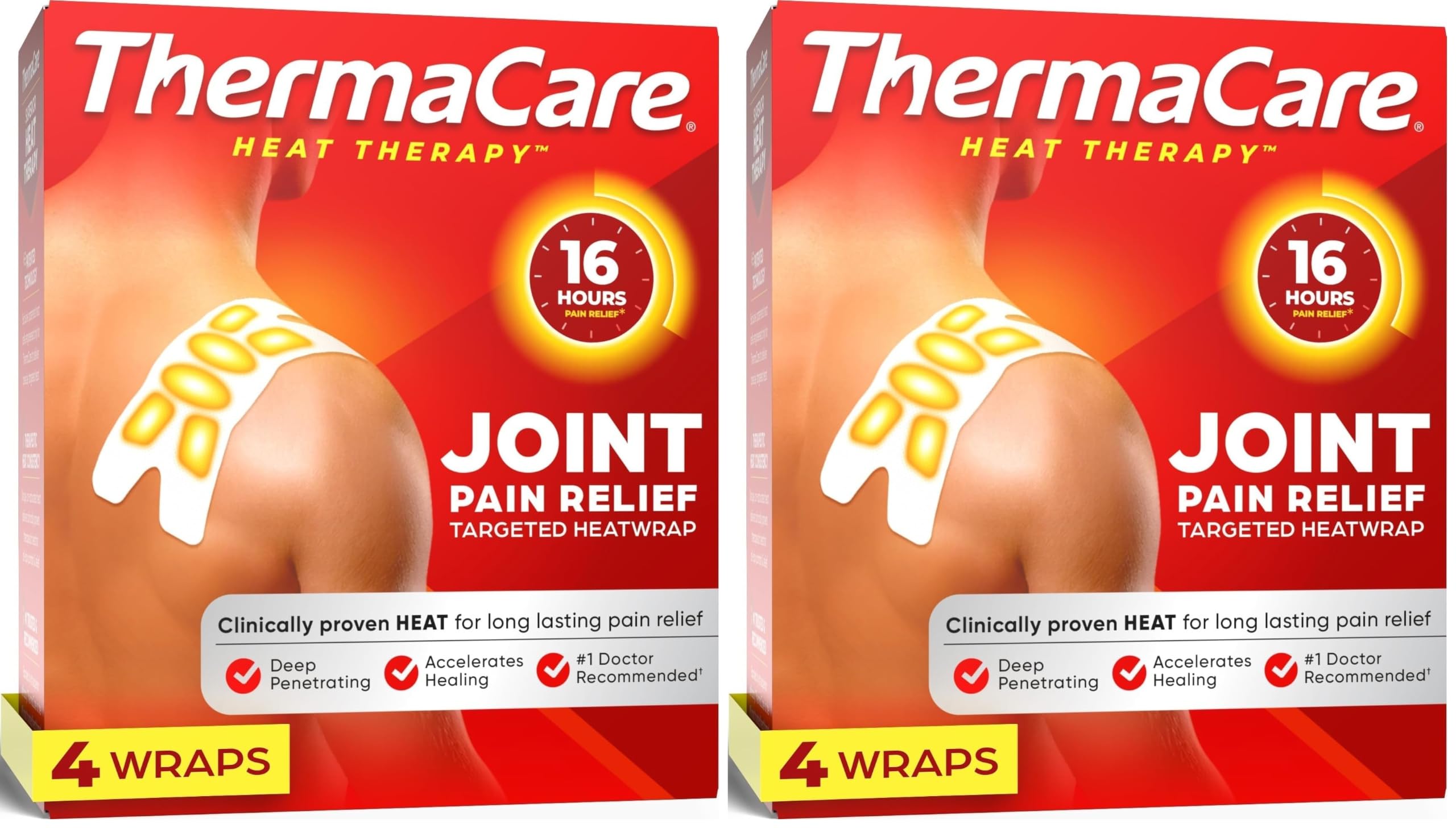 ThermaCare Portable Heating Pad, Joint and Muscle Pain Relief Patches, Multi-Purpose Heat Wraps (4 Patches) (Pack of 2)