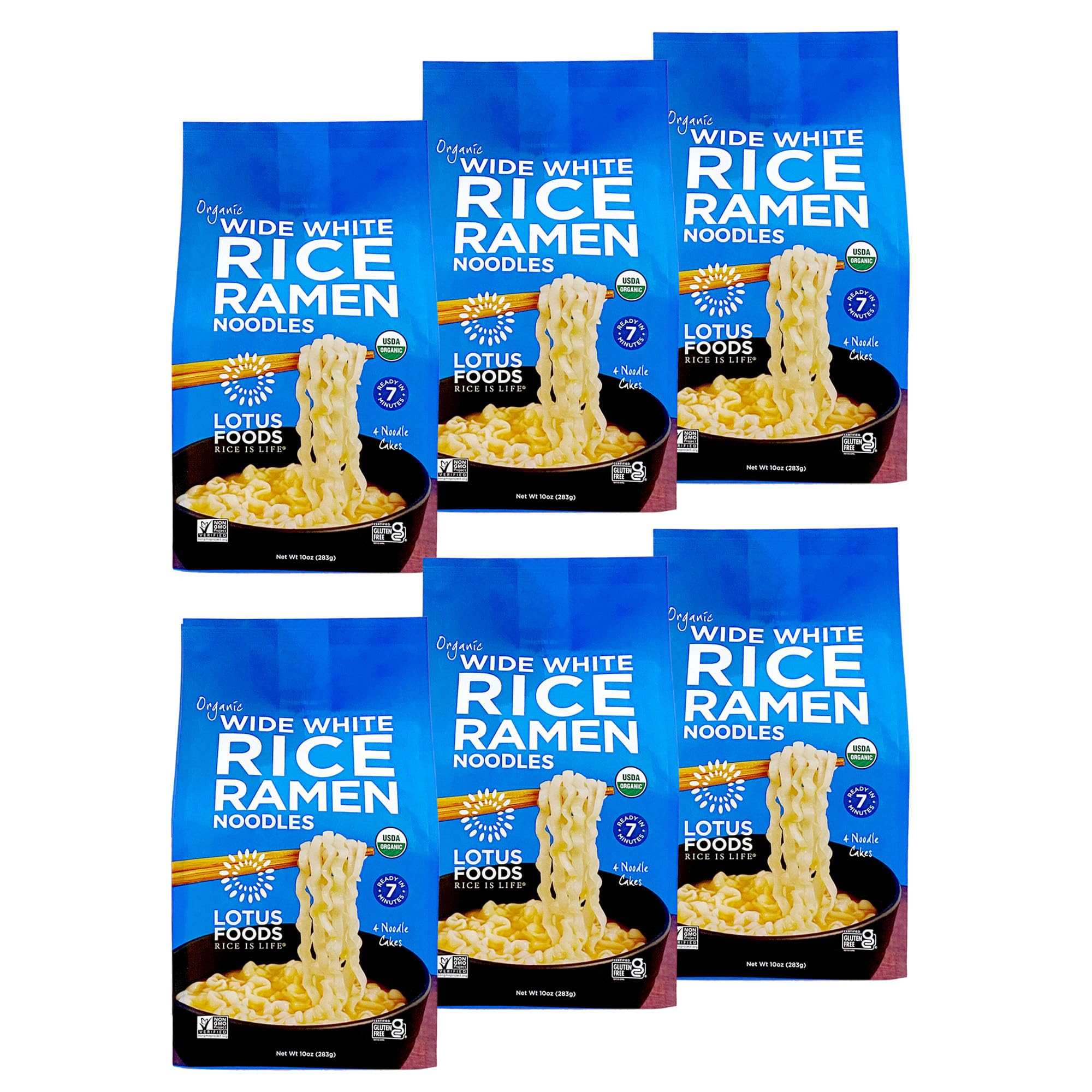 Lotus Foods Wide White Rice Ramen Noodles - 10 Oz 4 Pack (Pack of 6)