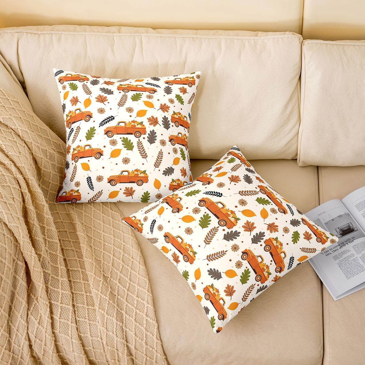 Castle Fairy Farm Pumpkin Kids Throw Pillow Cover 2 Pack 18"x18" image 2
