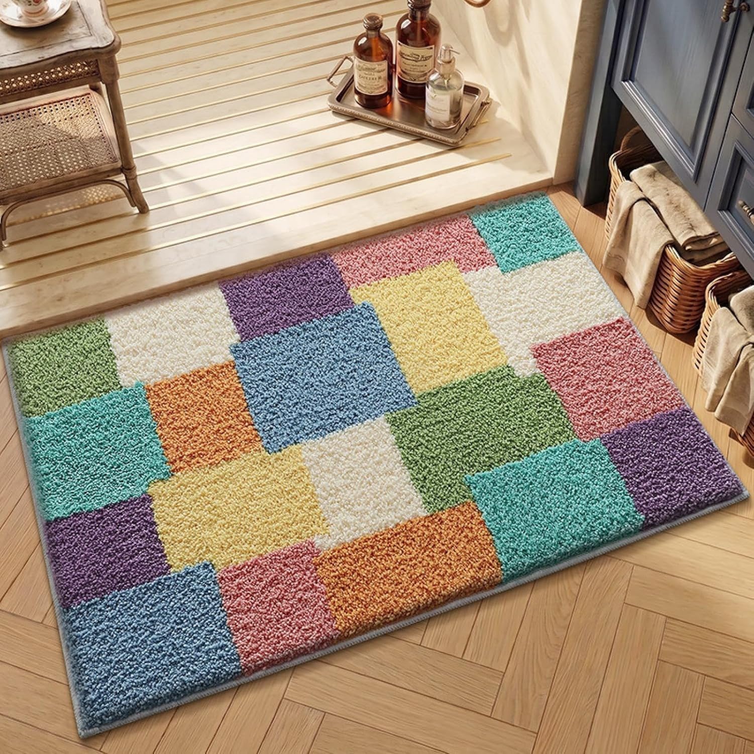 AIEIJJH Soft Flannel Bath Mat 40x60CM Non Slip Absorbent Machine Washable Bathroom Rug with Anti-Slip Bottom for Shower Room Use, 40×60cm, 40×60cm