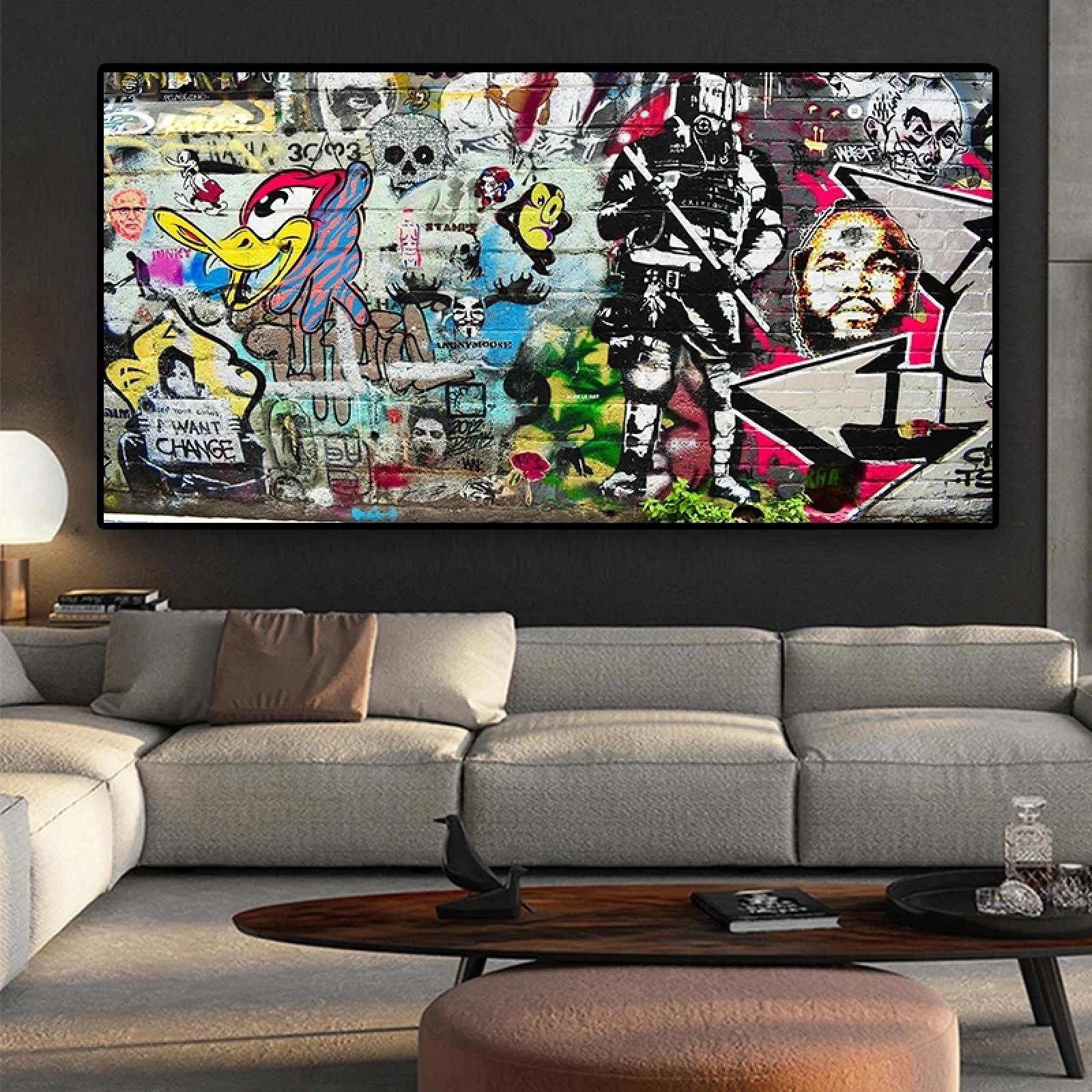 Abstrait Pop Art rue mur Graffiti Art toile peinture affiche et impression Quadro photos pour salon enfants chambre décor 70x140 cm sans cadre