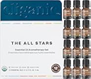 Organic Aromatherapy TOP 12 Essential Oils Set, 100% Pure - Peppermint, Lavender, Eucalyptus, Tea Tree, Lemongrass, Rosemary, Frankincense, Orange, Lemon, Cassia, Cedarwood & Grapefruit