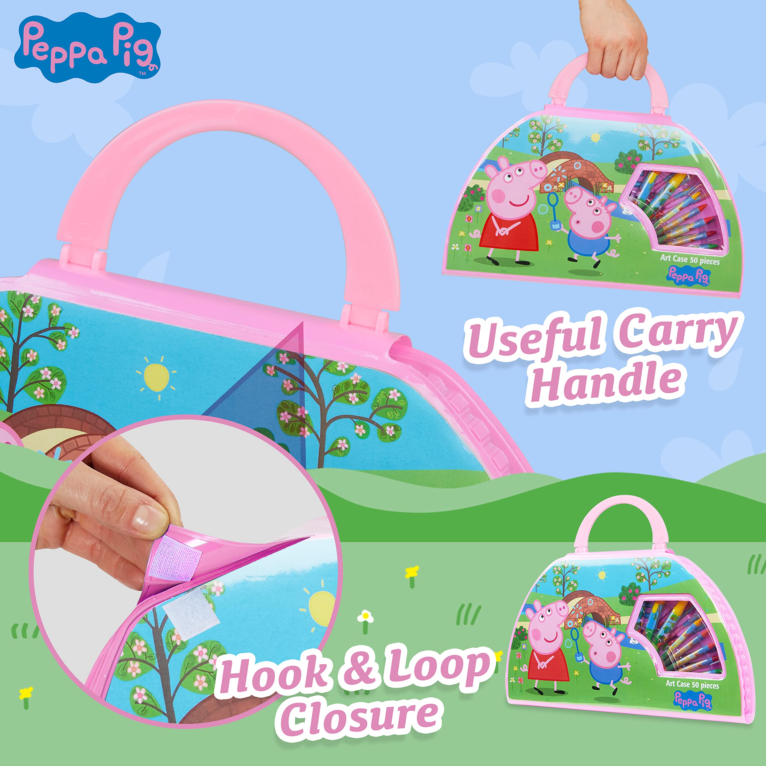 Totum Peppa Pig 360242 - Set Creativo di 5 timbri autoinchiostranti, Libro da colorare, 3 matite Colorate e Adesivi con Motivi di Peppa Pig & i Suoi Amici