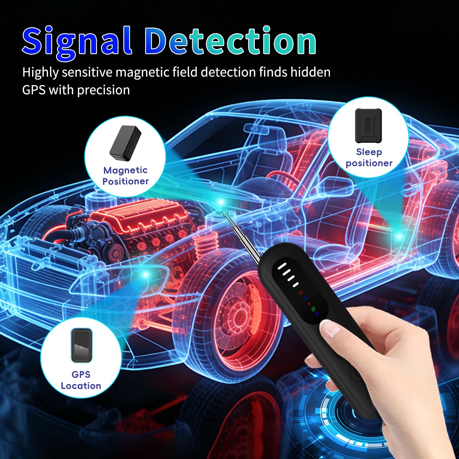 Rilevatore di Microspie Senza Fili,4 in 1 Professionale Portatile Rilevatore di Telecamere Nascoste RF Microspie Anti Spy Anti Recording Detector per Hotel Ufficio Casa Auto