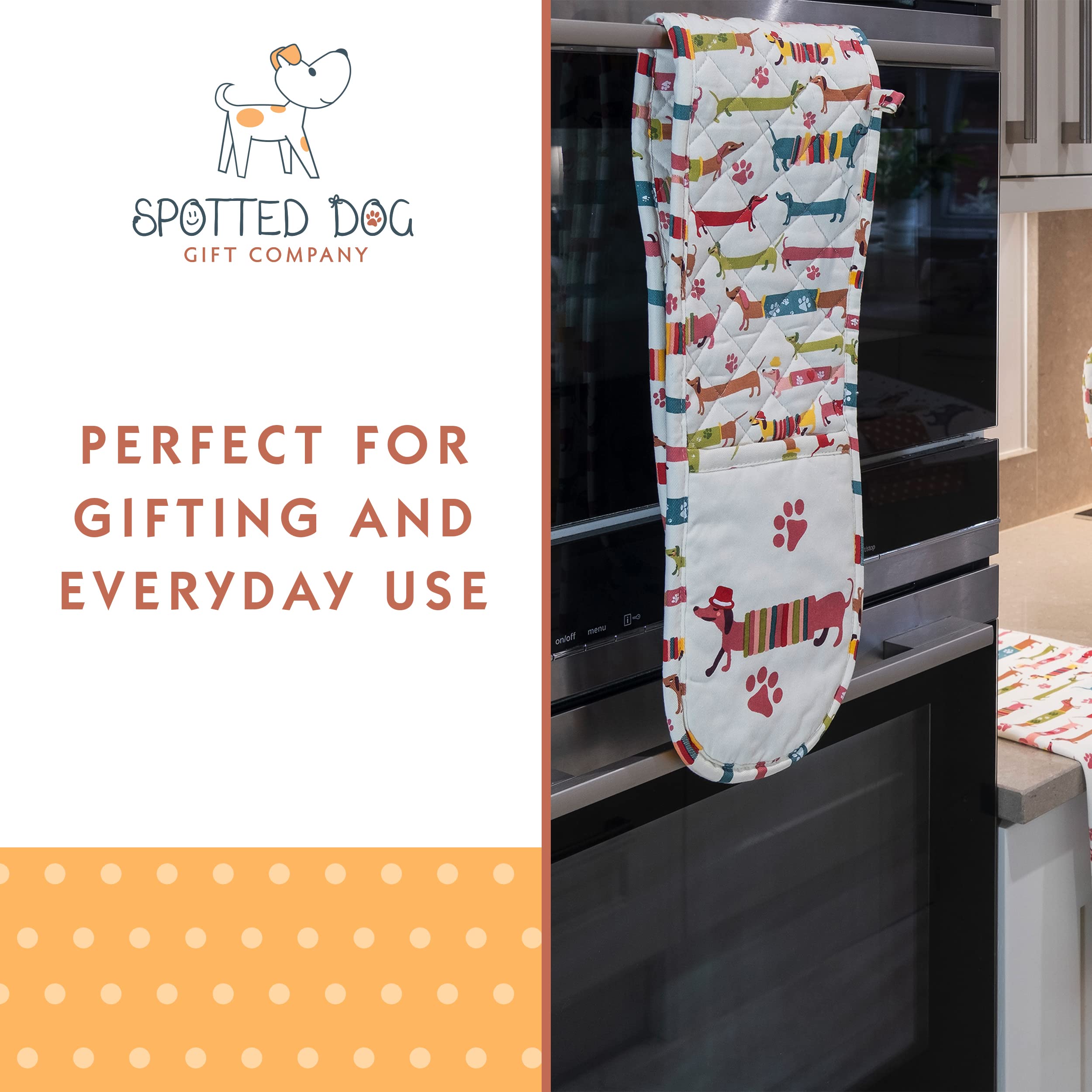 SPOTTED DOG GIFT COMPANY Double Oven Gloves, Heat Resistant Oven Gloves Mitts for Home Cooking & Baking - Image 4