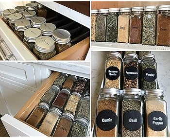 STONEKAE 25 Pcs Glass Spice Jars- Square Glass Containers With Square Empty Jars 4oz, Airtight Cap, Chalkboard & Clea...