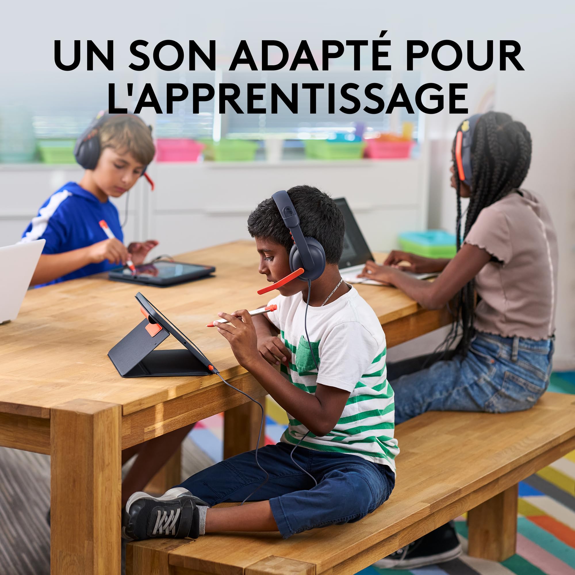 Logitech Zone Learn Casque Filaire avec Microphone pour Les élèves, Ajustement Confortable et réglable pour Les Enfants, Prise AUX 3,5 mm, pour Windows/MacOS/iPadOS/Android/Mobile - Over-Ear, Bleu