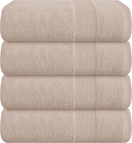 Elvana Home Juego de 4 toallas de baño de 27 x 54 pulgadas, 100% algodón hilado en anillo, ultra suaves, altamente absorbentes, lavables a máquina,