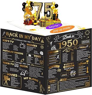 75th Birthday Card for Men Women, Funny 3D Pop Up 75th Birthday Gifts for Grandma Mom Dad, Back In 1950 Happy 75 Year Old Birthday Decorations Cards for Her Him