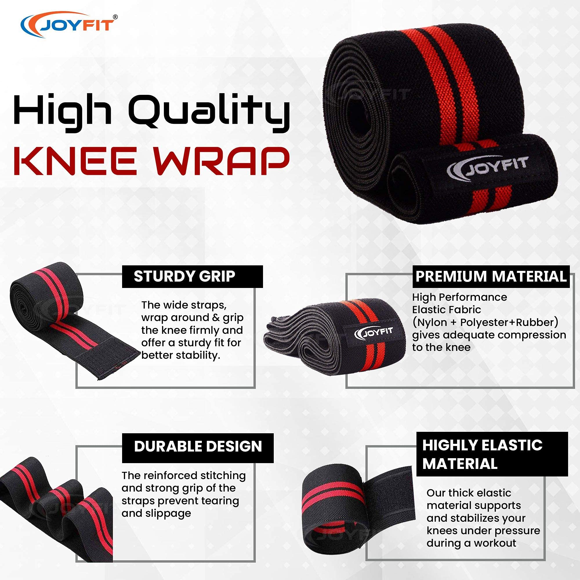 Buy Joyfit Knee Wraps for Home & Gym Training, Powerlifting