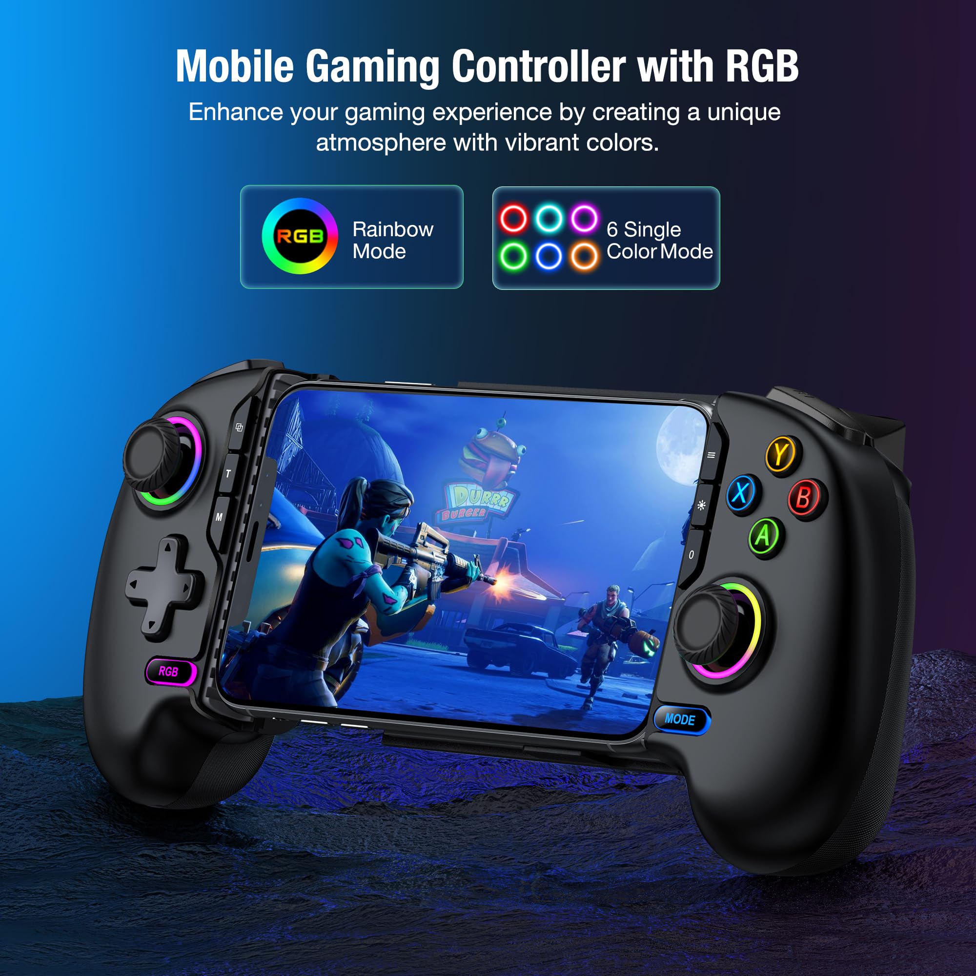 HELLCOOL Wireless Handy Controller, Handheld Smartphone Controller mit Hall Joysticks für Android/iPhone, kompatibel mit Xbox Cloud/Steam Link/GeForce Now/MFi Apple Arcade