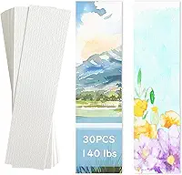 30 peças de marcadores de papel em aquarela em branco 4,8 cm x 19,8 cm, branco 63,5 kg, cartões de papel em aquarela pesados, a granel para estudantes, molhados, secos e mistos