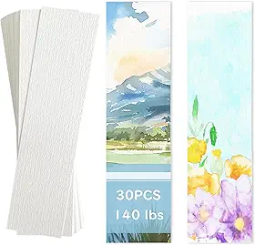 30 peças de marcadores de papel em aquarela em branco 4,8 cm x 19,8 cm, branco 63,5 kg, cartões de papel em aquarela pesados, a granel para estudantes, molhados, secos e mistos