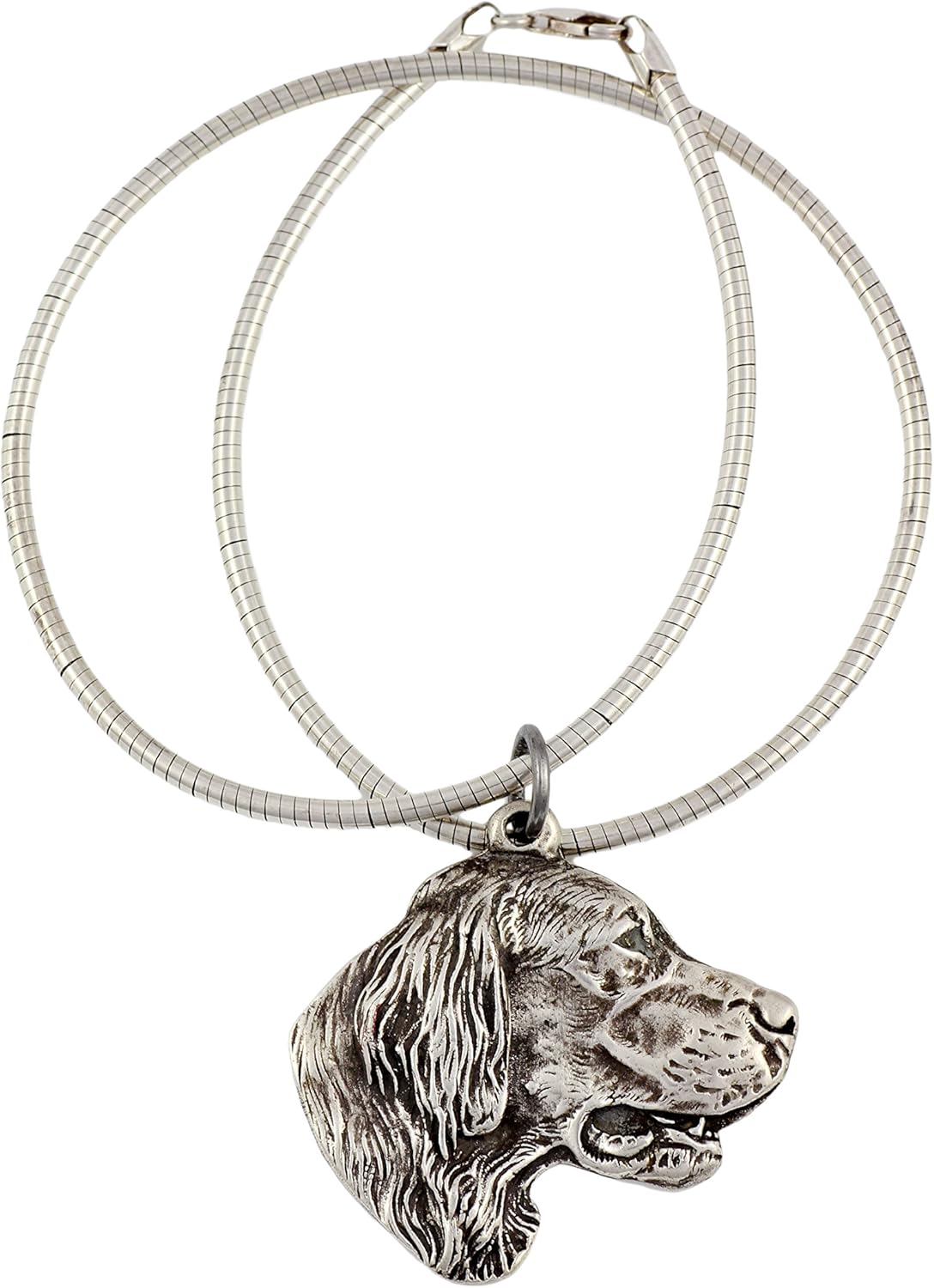 Art-Dog Collection Dog Pendant on Silver Thread - Handmade Dog Necklace with ZnAl Base and Silver Coating – Silver Dog Necklaces for Men and Women – Dog Breeds Jewelry – Setter