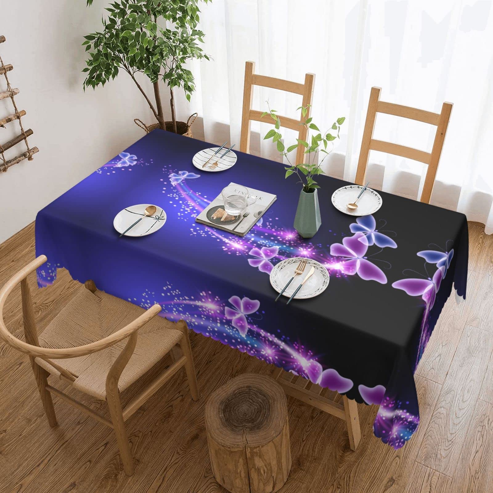 Nappe lavable anti-tache en dentelle violette pour table de salon