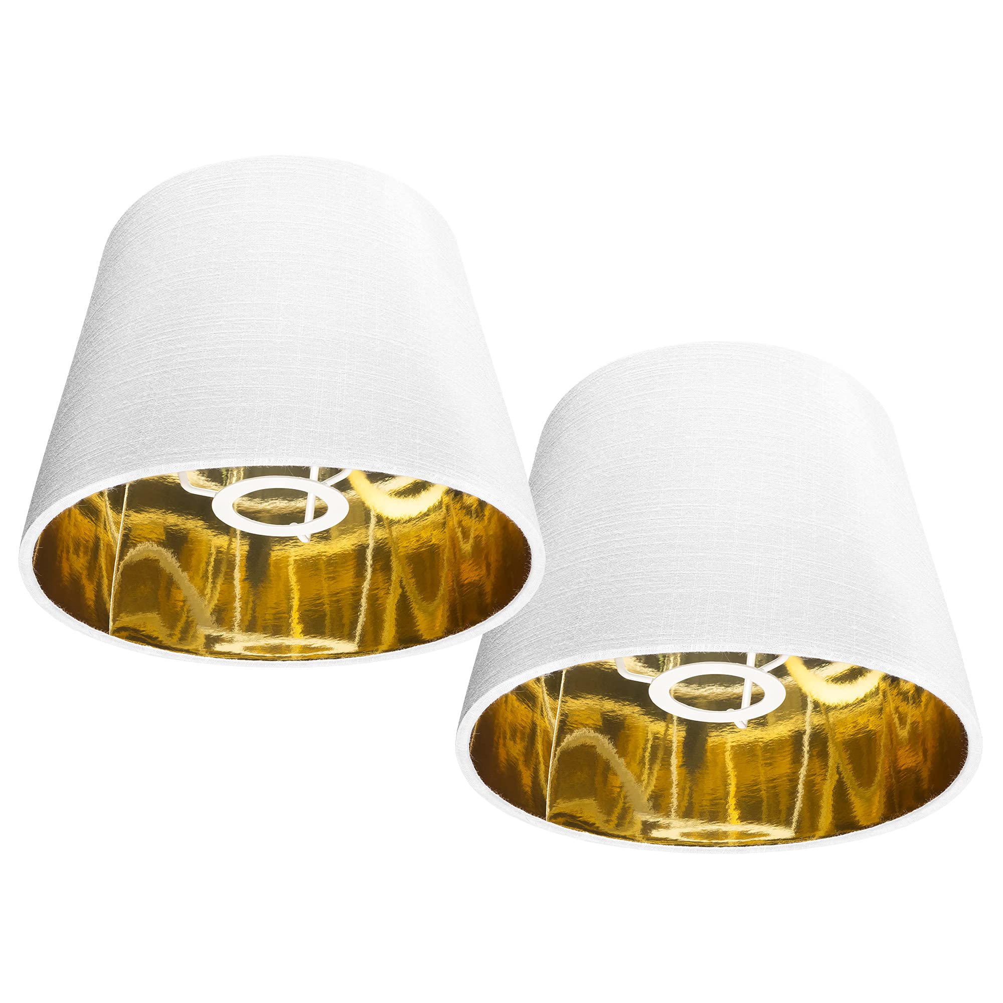 Set 2 Paralume In Tessuto Bianco Con Interno Dorato - Per Lampadina E27, Navaris - Foto 6